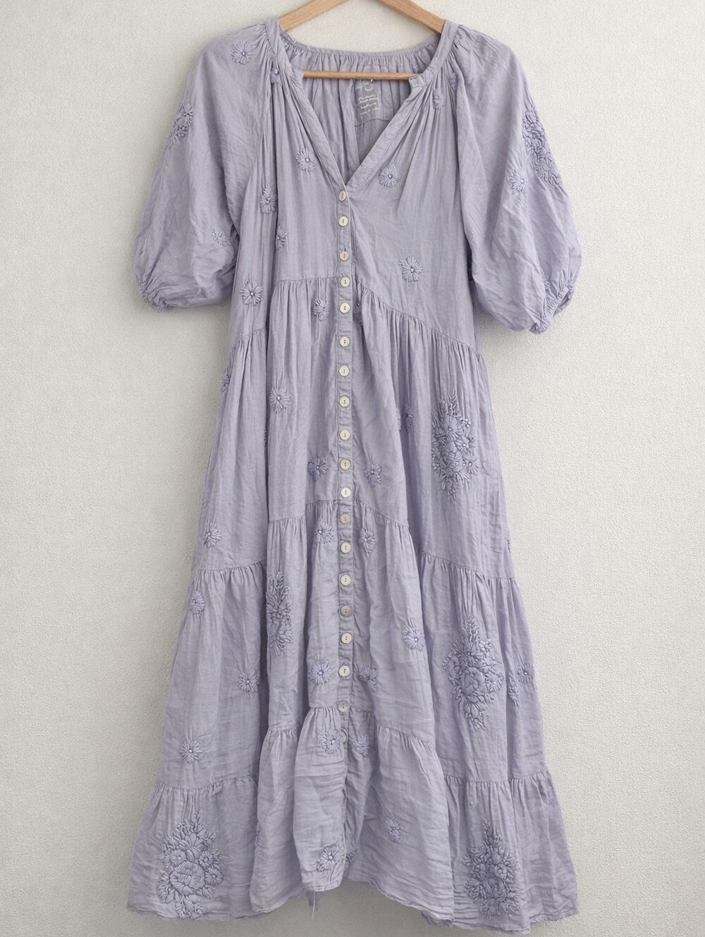 100% Cotton Kyla Seo Posie Midi Dress Button Front Boho Cottage Core Country